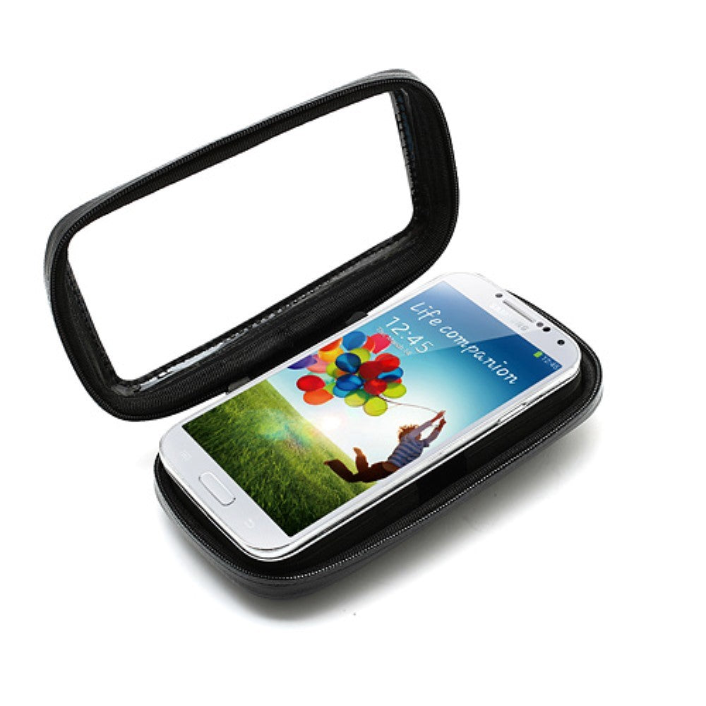 Suport husa telefon mobil Flippy pentru bicicleta si motocicleta, rezistent apa si socuri, touchscreen, 360 rotativ, negru, 4.8 - 5.4 inch-6