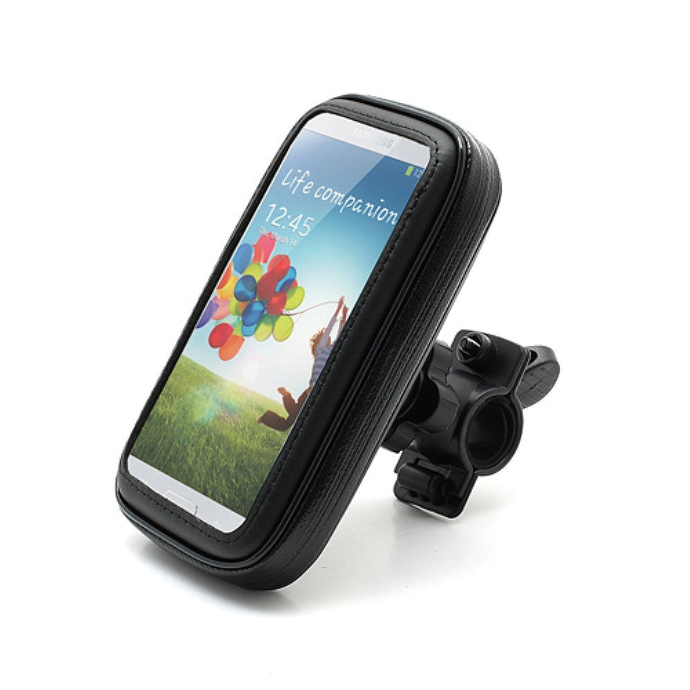Suport husa telefon mobil Flippy pentru bicicleta si motocicleta, rezistent apa si socuri, touchscreen, 360 rotativ, negru, 4.8 - 5.4 inch-0