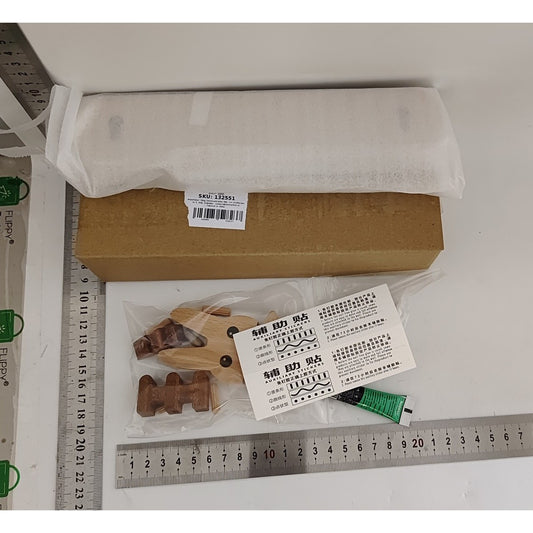 Suport pentru Chei, Flippy, din Lemn, Aplicare fara Perforare, Adeziv Inclus, 5 Carlige Albe, Model Iepure, Greutate Suportata 5 kg, 13.5 x 22 cm, Maro-1