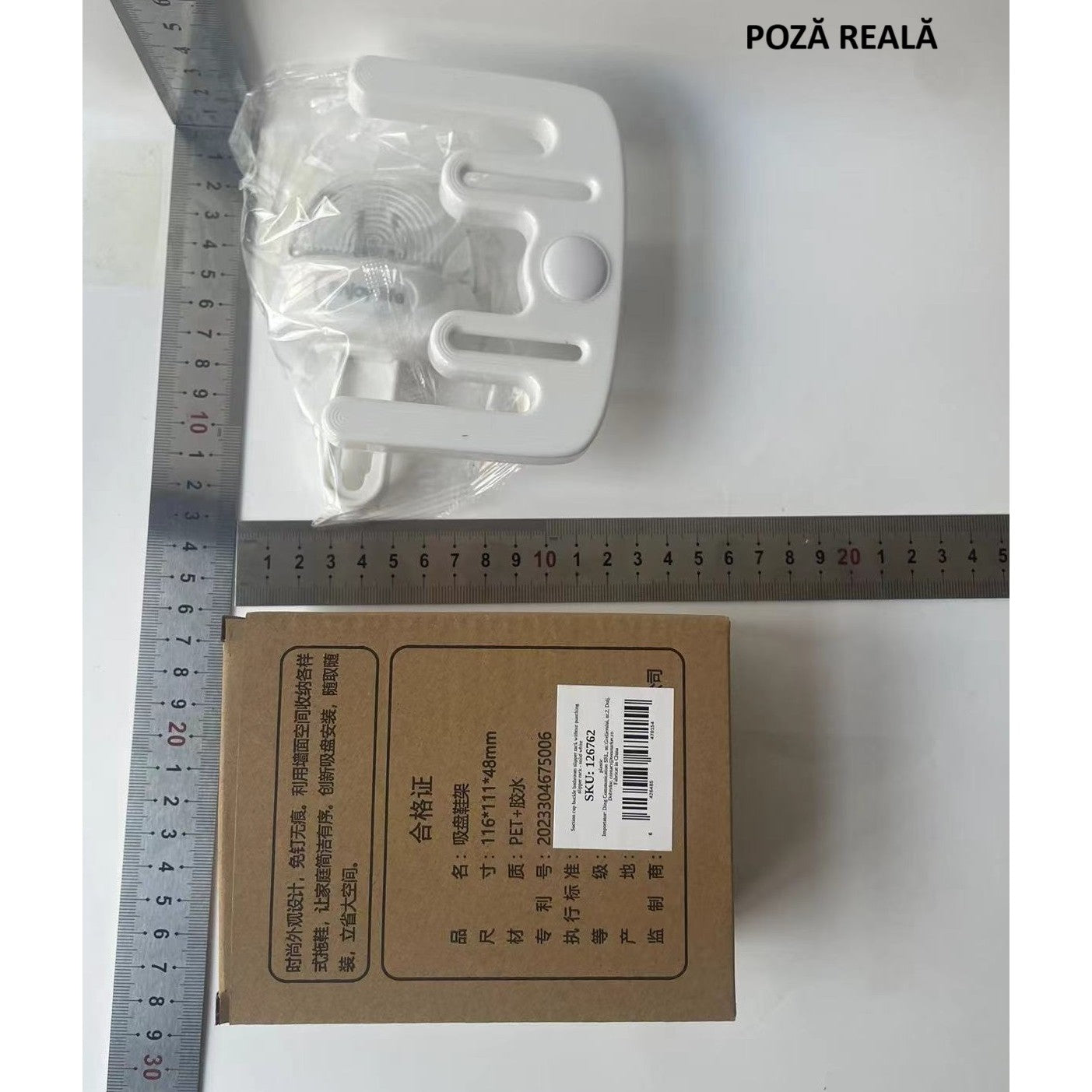Suport pentru Incaltamintea de Casa, Flippy, fara Perforare, Montare pe Perete, Prindere Adeziva, 11.6x11x4.8cm, Alb-3