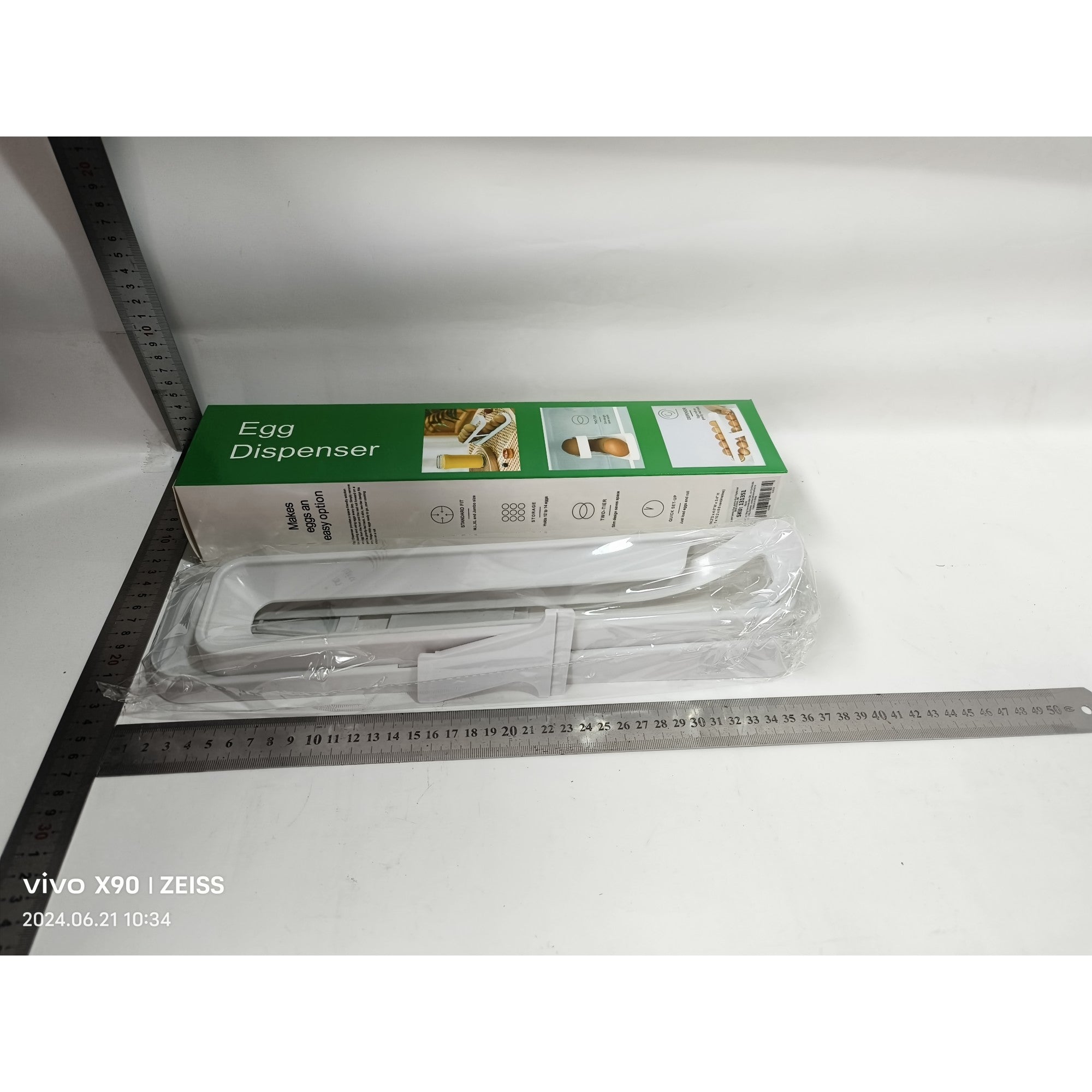 Suport pentru Oua, pentru Usa Frigiderului 36x8.2x10cm, Alb-1