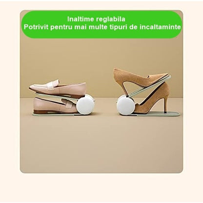 Suport pentru Pantofi, Flippy, cu Două Straturi, Organizator, Antiderapant și Durabil, Inălțime Reglabilă, 28x18x11 cm, Verde, 150 g-1
