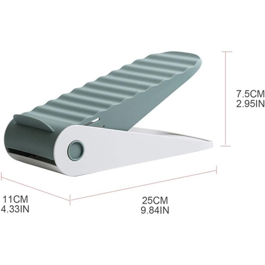Suport pentru Pantofi, Flippy, cu Două Straturi, Organizator, Antiderapant și Durabil, Inălțime Reglabilă, 25.5x11x7.5 cm, Verde, 150 g-1