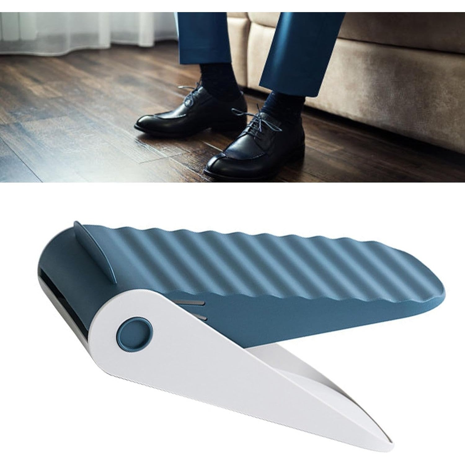 Suport pentru Pantofi, Flippy, cu Două Straturi, Organizator, Antiderapant și Durabil, Inălțime Reglabilă, 25.5x11x7.5 cm, Albastru, 150 g-3
