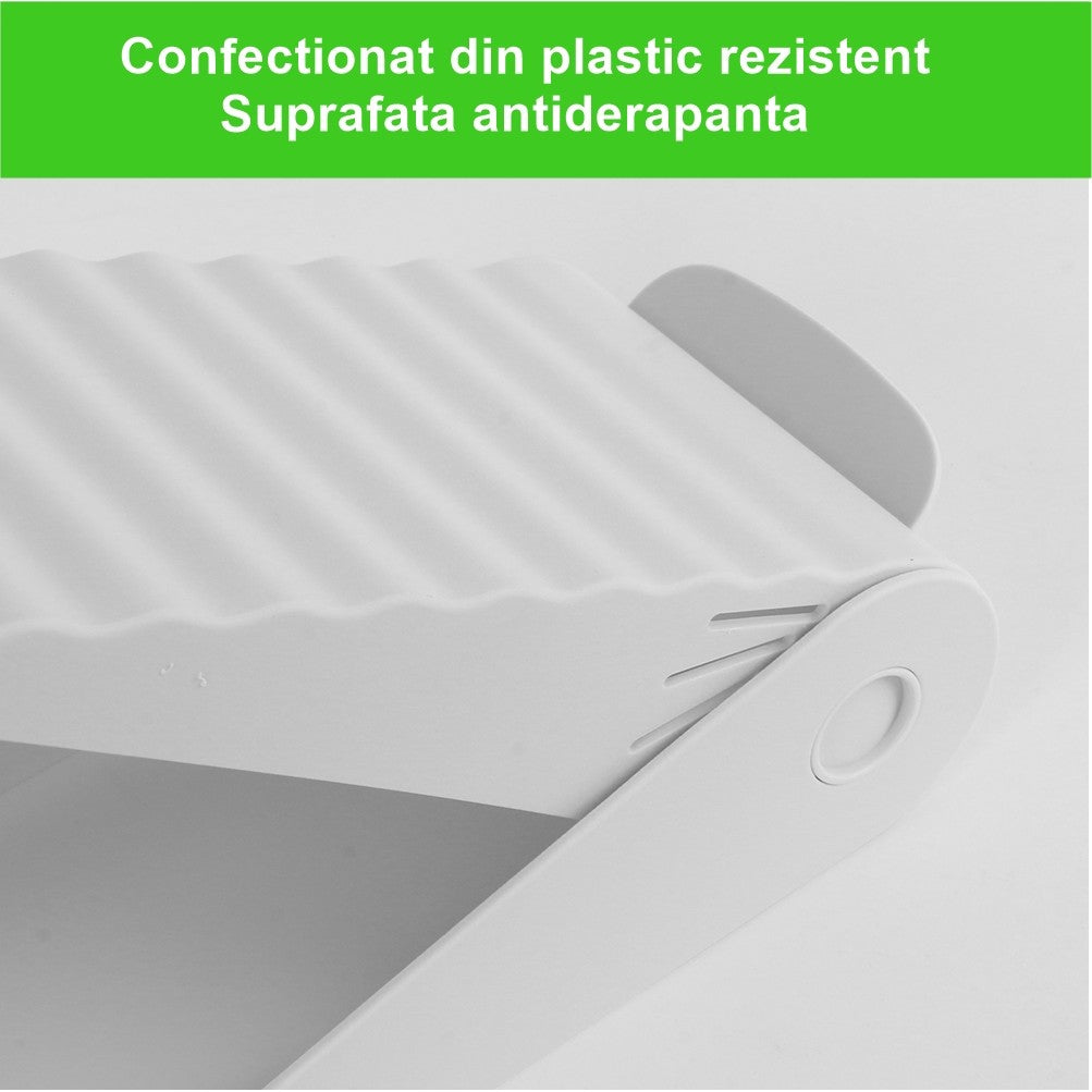 Suport pentru Pantofi, Flippy, cu Două Straturi, Organizator, Antiderapant și Durabil, Inălțime Reglabilă, 25.5x11x7.5 cm, Alb, 150 g-1