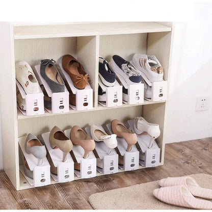 Suport pentru Pantofi, Flippy, din Plastic, Reglabil, 2 Niveluri, 27 x 10 x 20 cm, Alb-4