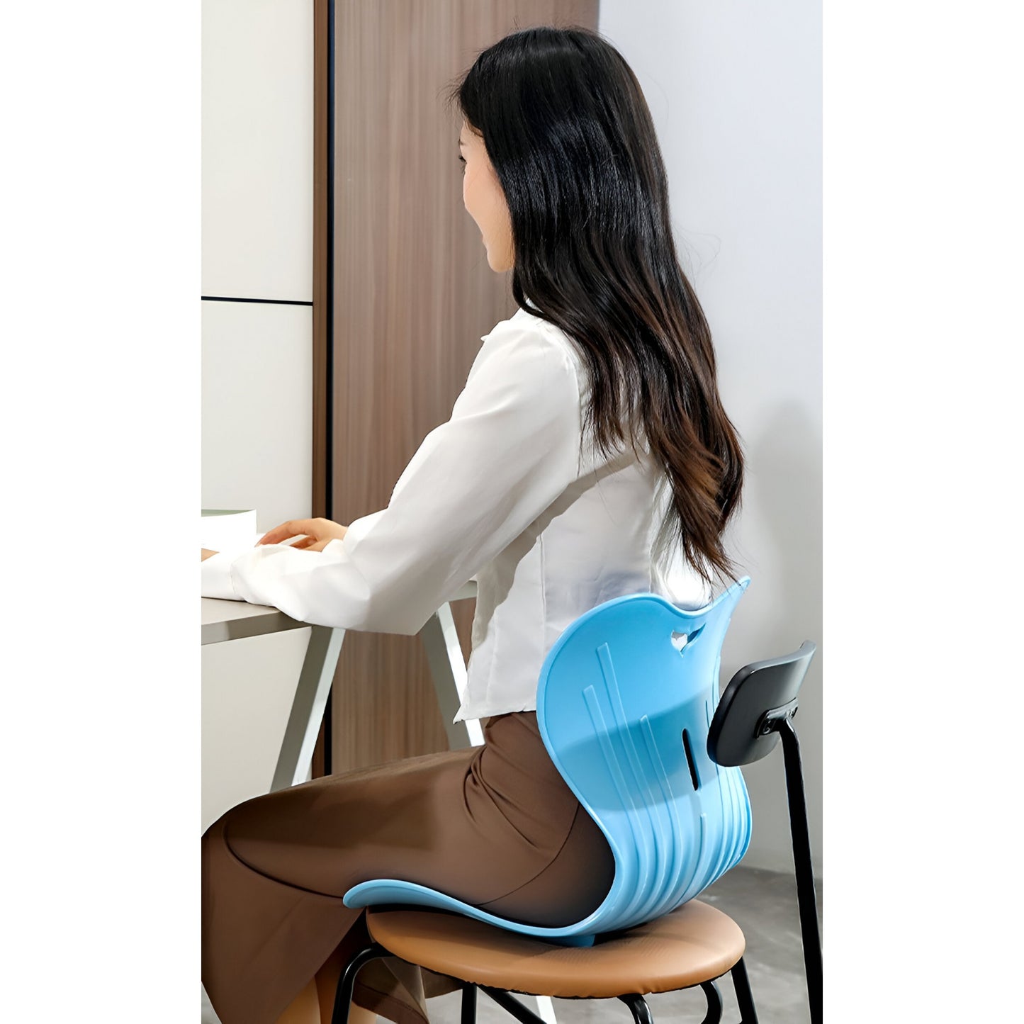 Suport pentru Scaun, Flippy, pentru Corectarea Posturii, Portabil, Ergonomic, Ameliorare Durere, Respirabil, 32x29x28 cm, Marime S, Negru-6