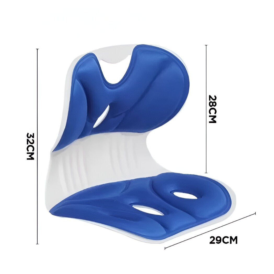 Suport pentru Scaun, Flippy, pentru Corectarea Posturii, Portabil, Ergonomic, Ameliorare Durere, Respirabil, 32x29x28 cm, Marime S, Albastru-1