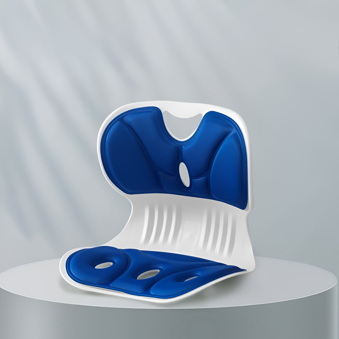 Suport pentru Scaun, Flippy, pentru Corectarea Posturii, Portabil, Ergonomic, Ameliorare Durere, Respirabil, 32x29x28 cm, Marime S, Albastru-4