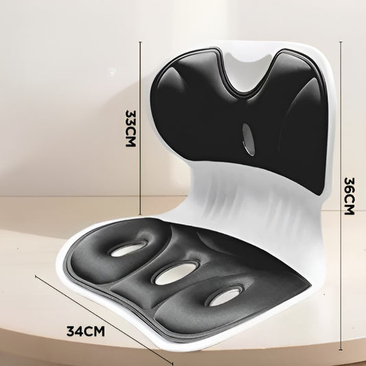 Suport pentru Scaun, Flippy, pentru Corectarea Posturii, Portabil, Ergonomic, Ameliorare Durere, Respirabil, 36x34x33 cm, Marime L, Negru-1