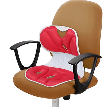Suport pentru Scaun, Flippy, pentru Corectarea Posturii, Portabil, Ergonomic, Ameliorare Durere, Respirabil, 36x34x33 cm, Marime L, Rosu-3