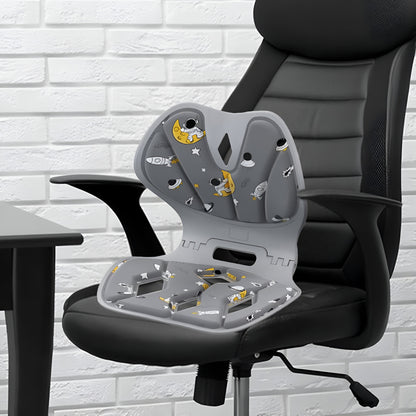 Suport pentru Scaun, Flippy, pentru Corectarea Posturii, Portabil, Pliabil, Ergonomic, Ameliorare Durere, Respirabil, 35x32x30 cm, Marime L, Model Rachete, Gri-3