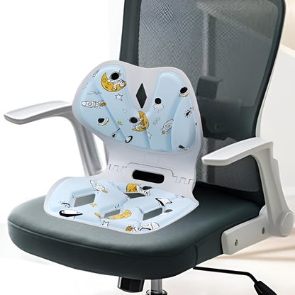 Suport pentru Scaun, Flippy, pentru Corectarea Posturii, Portabil, Pliabil, Ergonomic, Ameliorare Durere, Respirabil, 35x32x30 cm, Marime L, Model Rachete, Albastru-5