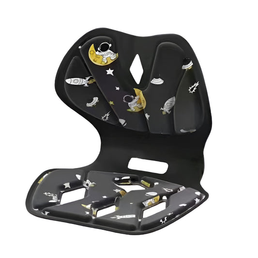 Suport pentru Scaun, Flippy, pentru Corectarea Posturii, Portabil, Pliabil, Ergonomic, Ameliorare Durere, Respirabil, 35x32x30 cm, Marime L, Model Rachete, Negru-0