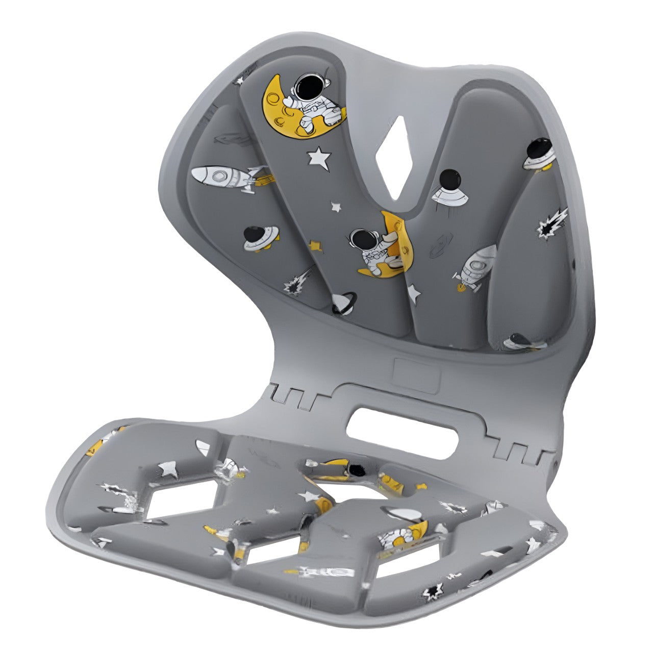 Suport pentru Scaun, Flippy, pentru Corectarea Posturii, Portabil, Pliabil, Ergonomic, Ameliorare Durere, Respirabil, 35x32x30 cm, Marime L, Model Rachete, Gri-0