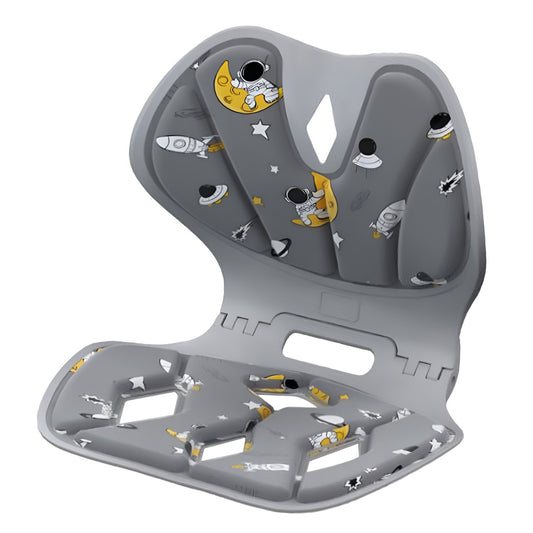 Suport pentru Scaun, Flippy, pentru Corectarea Posturii, Portabil, Pliabil, Ergonomic, Ameliorare Durere, Respirabil, 35x32x30 cm, Marime L, Model Rachete, Gri-0