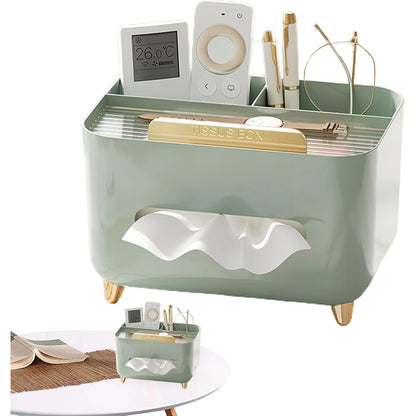 Suport pentru Servetele, Flippy, Cutie Multifunctionala, Design Minimalist, ABS, cu Suport pentru Obiectele Personale, pentru Birou, 21x15x13 cm, Verde-1