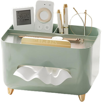 Suport pentru Servetele, Flippy, Cutie Multifunctionala, Design Minimalist, ABS, cu Suport pentru Obiectele Personale, pentru Birou, 21x15x13 cm, Verde-2