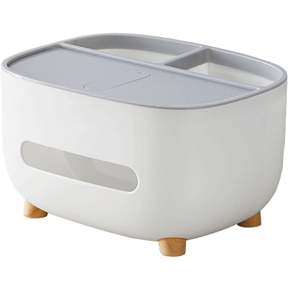 Suport pentru Servetele, Flippy, Cutie Multifunctionala, Design Minimalist, ABS, cu Suport pentru Obiectele Personale, pentru Birou, 21x12x12 cm, Gri-0
