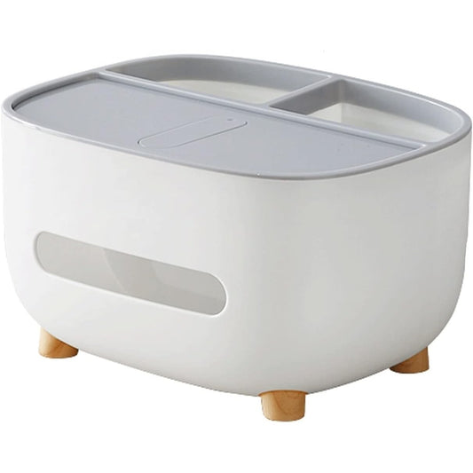 Suport pentru Servetele, Flippy, Cutie Multifunctionala, Design Minimalist, ABS, cu Suport pentru Obiectele Personale, pentru Birou, 21x12x12 cm, Gri-0