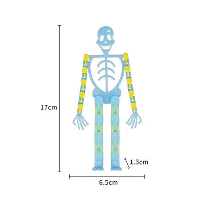 Suport pentru telefon mobil, jucarie de decompresie pentru adulti, tip schelet luminos de Halloween, albastru, lungime 17 cm-3