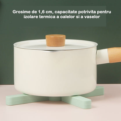 Suport pliabil din silicon pentru vase fierbinti Flippy, portabil, usor de depozitat, rezistent la temperaturi foarte ridicate, 14.5 x 7.5 x 1.6 cm, antialunecare, verde-2