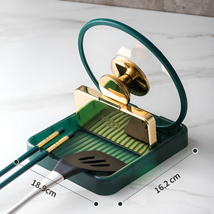 Suport Pliabil, Flippy, pentru Capace, Linguri, Multifunctional, Plasare pe Blatul de Bucatarie, 18.9x16.2x2.6 cm, Verde-7