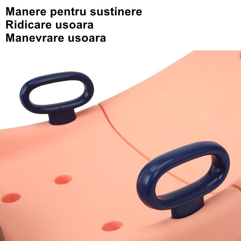 Suport Pliabil pentru Spalat Parul Flippy, Pentru Copii, 0 - 16 ani, cu Picioare Antialunecare, Material Polipropilena, Suport Cap Reglabil, cu Manere, 82 x 40 x 28 cm, Roz pal-5
