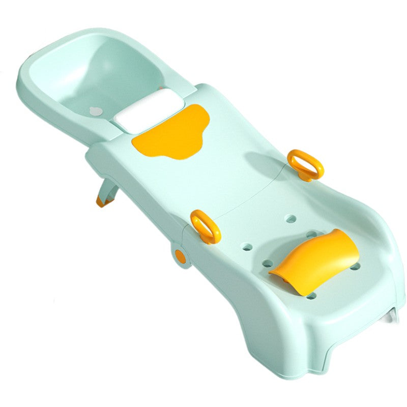 Suport Pliabil pentru Spalat Parul Flippy, Pentru Copii, cu Scurgere, cu Picioare Antialunecare, Material Polipropilena, Suport Cap Reglabil, cu Manere, 110 x 35 x 21 cm, Verde-0