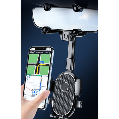 Suport Telefon Auto, Flippy, Pentru Oglinda Retrovizoare, din ABS, Reglabil 360°, Negru-4