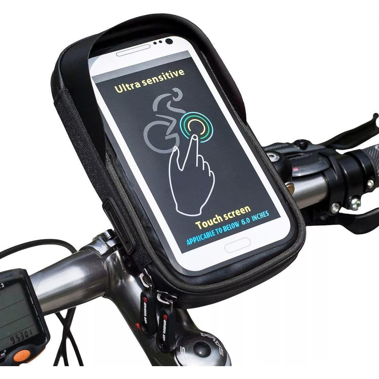 Suport de bicicleta Flippy Wheel UP  pentru telefoane cu ecran tactil =< 6.0 inch impermeabil, negru-2