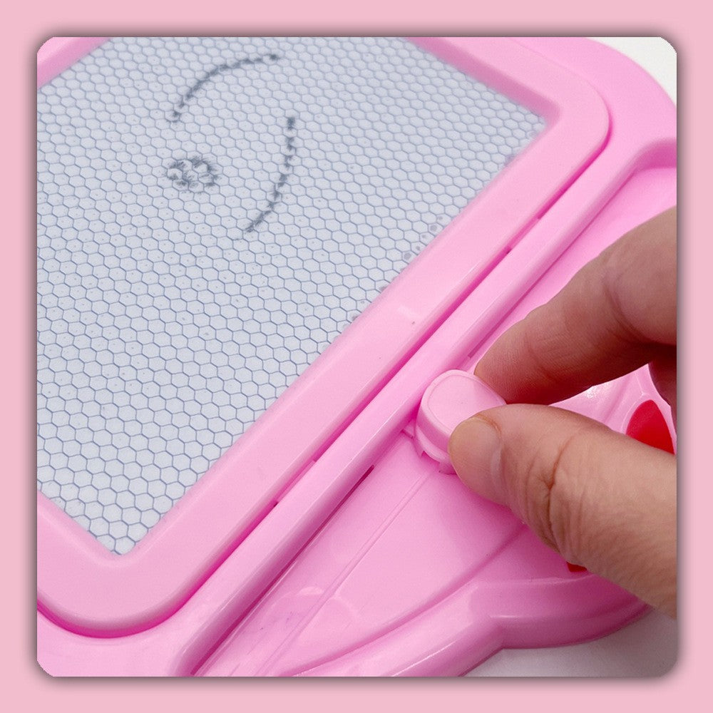 Tabla Magnetica pentru desen Flippy, Pix, forma Soricel, dimensiuni 23x26.5 cm, Dezvolta Creativitatea, Roz-4