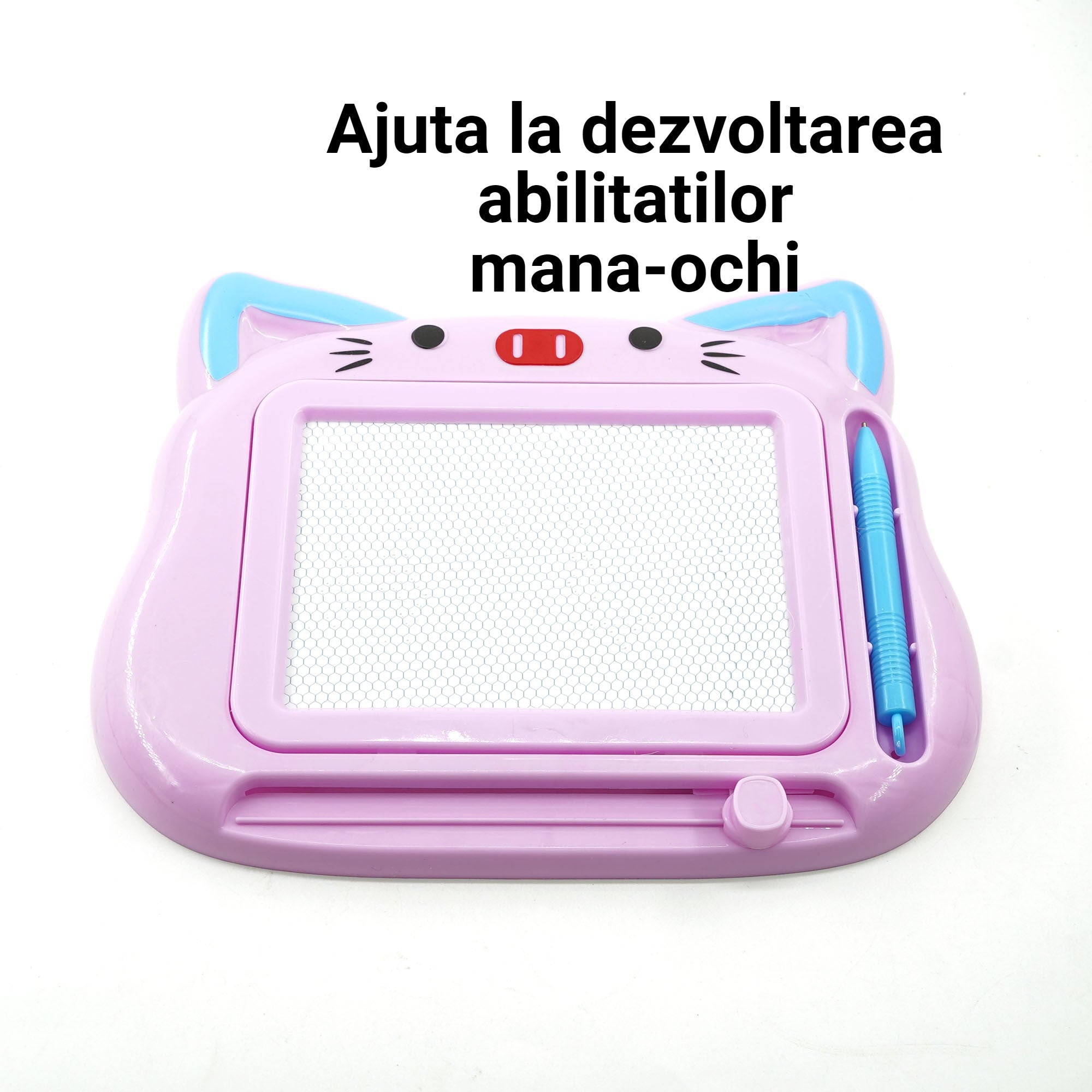 Tablita Magnetica de Scris si Desenat, Flippy, Model Pisica, cu Creion, Dimensiuni 23.2x18.5 cm, Suprafata Desen 14.6x10.4 cm, Dezvolta Imaginatia si Creativitatea, Incurajeaza Exersarea Scrisului, Mov-3