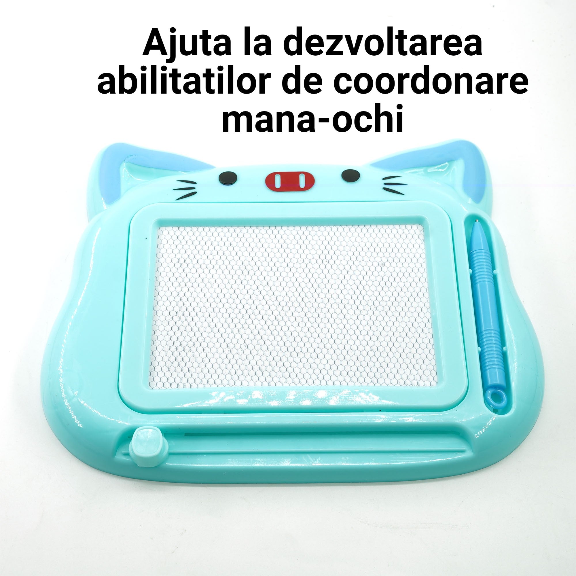 Tablita Magnetica de Scris si Desenat, Flippy, Model Pisica, cu Creion, Dimensiuni 23.2x18.5 cm, Suprafata Desen 14.6x10.4 cm, Dezvolta Imaginatia si Creativitatea, Incurajeaza Exersarea Scrisului, Albastru-2