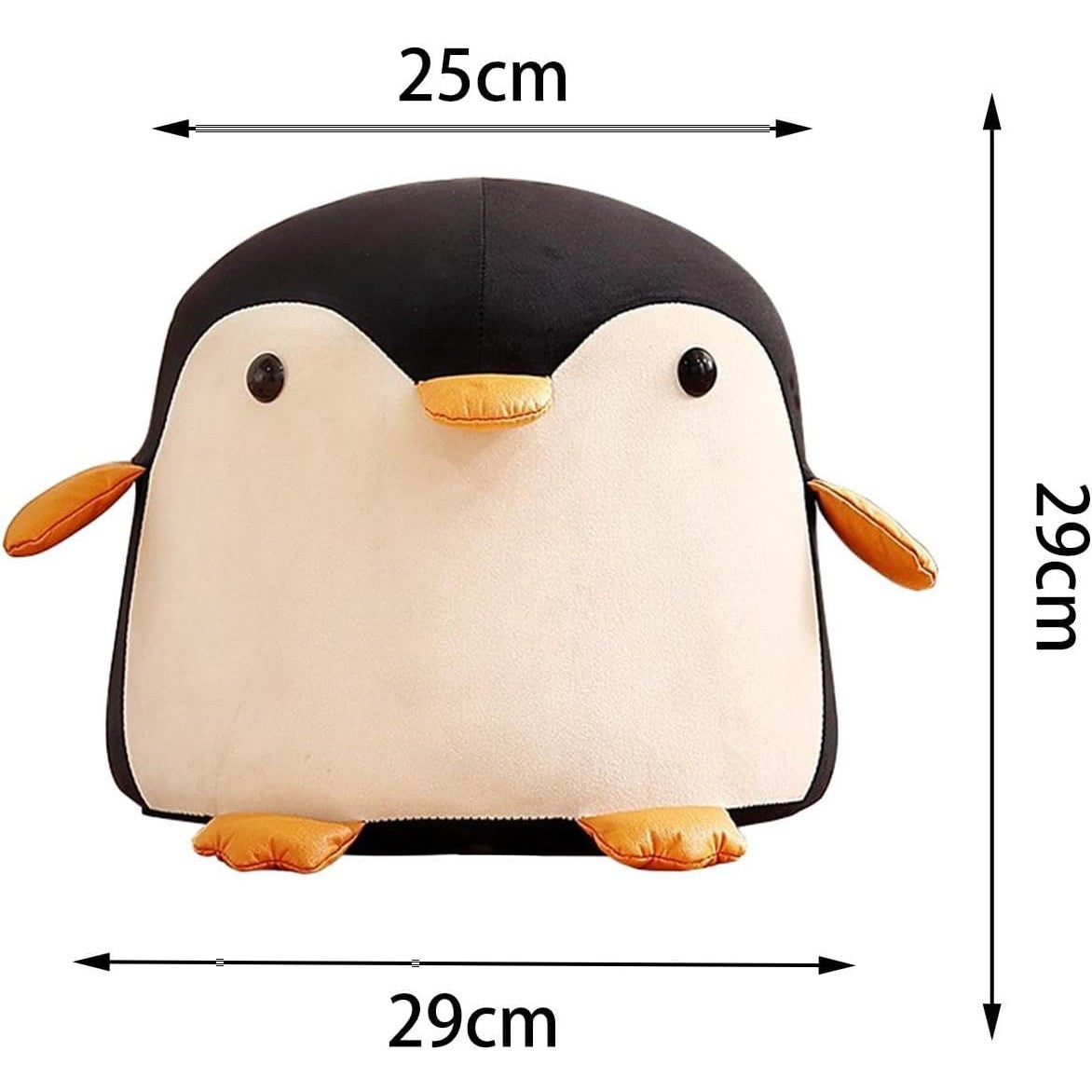 Taburet Pentru Copii, Flippy, Cadru din Lemn Masiv, 25 x 29 x 29 cm, Perna de Burete Elastica si Maner de Transport, in Forma de Pinguin, Negru-7
