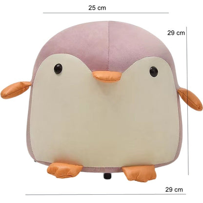 Taburet Pentru Copii, Flippy, Cadru din Lemn Masiv, 25 x 29 x 29 cm, Perna de Burete Elastica si Maner de Transport, in Forma de Pinguin, Roz-8