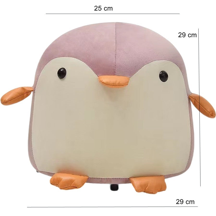 Taburet Pentru Copii, Flippy, Cadru din Lemn Masiv, 25 x 29 x 29 cm, Perna de Burete Elastica si Maner de Transport, in Forma de Pinguin, Roz-8