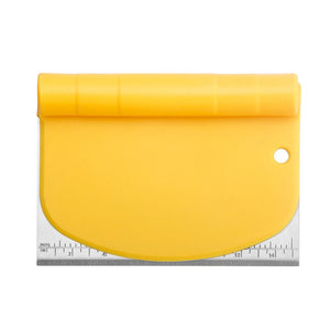 Taietor aluat 15 x 10.5 cm Flippy, 2 in 1, lama otel inoxidabil, maner din ABS, gradat, paleta plastic, galben-0