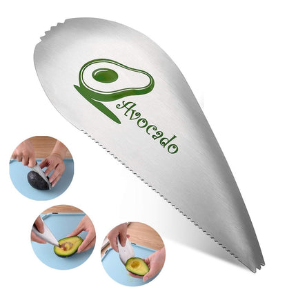 Taietor special pentru avocado Flippy, 3 in 1, forma curbata, zimti pentru apucare si taiere, din otel inoxidabil, 15 x 6 cm, gri-5
