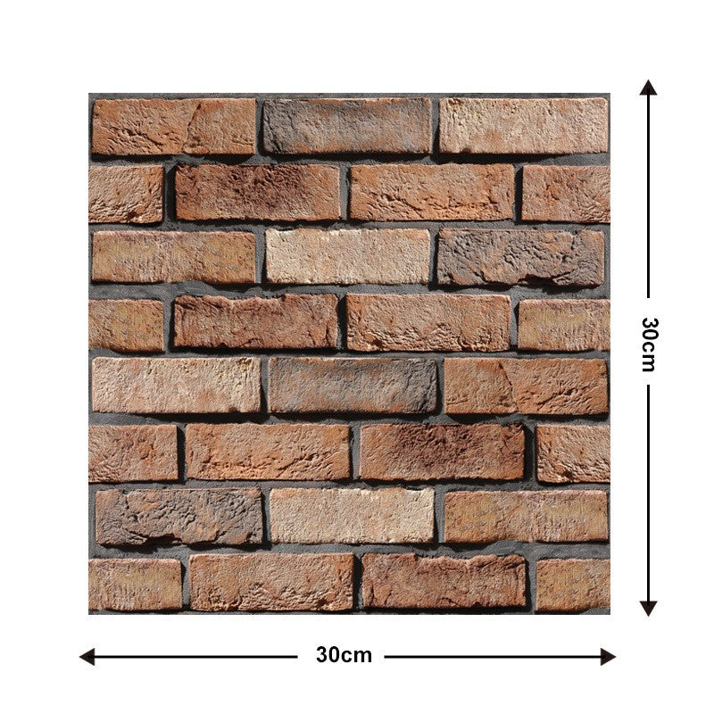 10 x Placi Tapet Autocolant 3D cu Imitatie de Caramida de Exterior, pentru Perete Bucatarie Sufragerie, Usor de Curatat, Rezistent la Apa, Autoadeziv, 30x30 cm, Maro-1