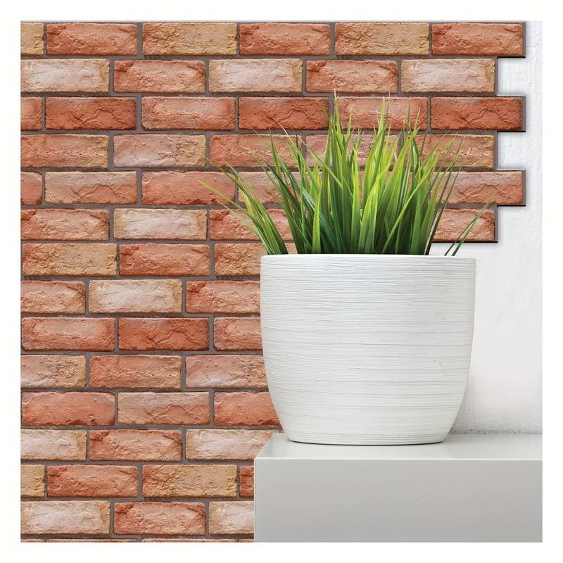 10 x Placi Tapet Autocolant 3D cu Imitatie de Caramida, pentru Perete Bucatarie Sufragerie, Usor de Curatat, Rezistent la Apa, Autoadeziv, 30x30 cm, Maro-2