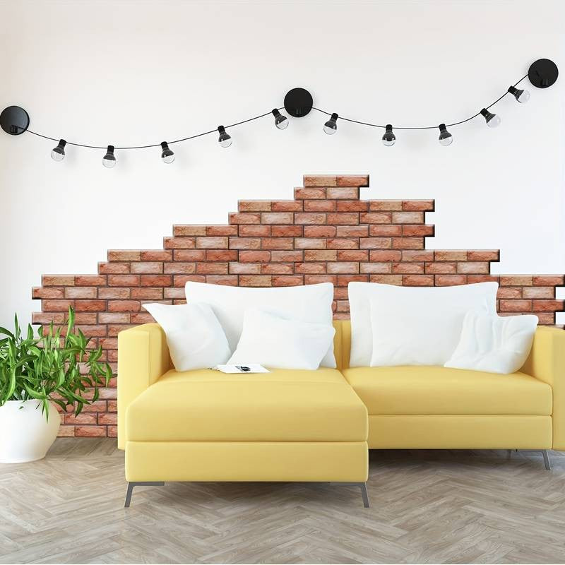 10 x Placi Tapet Autocolant 3D cu Imitatie de Caramida, pentru Perete Bucatarie Sufragerie, Usor de Curatat, Rezistent la Apa, Autoadeziv, 30x30 cm, Maro-6