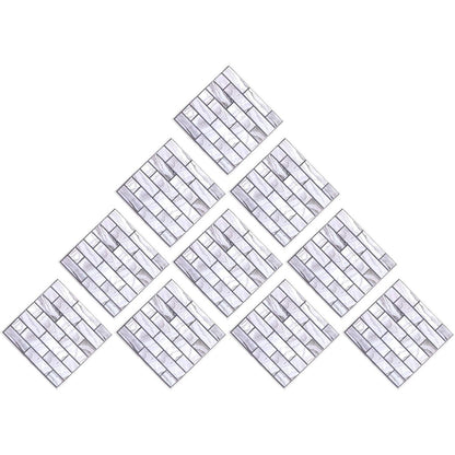 10 x Placi Tapet Autocolant 3D cu Imitatie de Marmura Dreptunghiulara, pentru Perete Bucatarie Sufragerie, Usor de Curatat, Rezistent la Apa, Autoadeziv, 30x30 cm, Gri-1