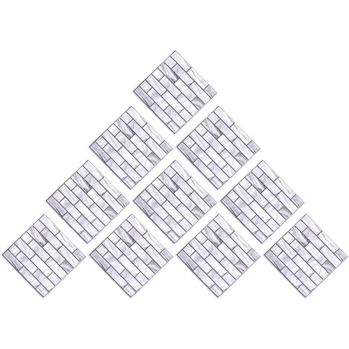 10 x Placi Tapet Autocolant 3D cu Imitatie de Marmura Dreptunghiulara, pentru Perete Bucatarie Sufragerie, Usor de Curatat, Rezistent la Apa, Autoadeziv, 30x30 cm, Gri-1