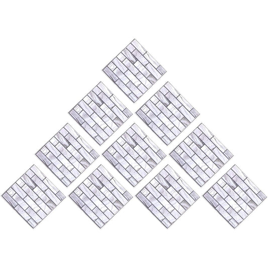 10 x Placi Tapet Autocolant 3D cu Imitatie de Marmura Dreptunghiulara, pentru Perete Bucatarie Sufragerie, Usor de Curatat, Rezistent la Apa, Autoadeziv, 30x30 cm, Gri-1