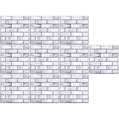 10 x Placi Tapet Autocolant 3D cu Imitatie de Marmura Dreptunghiulara, pentru Perete Bucatarie Sufragerie, Usor de Curatat, Rezistent la Apa, Autoadeziv, 30x30 cm, Gri-5