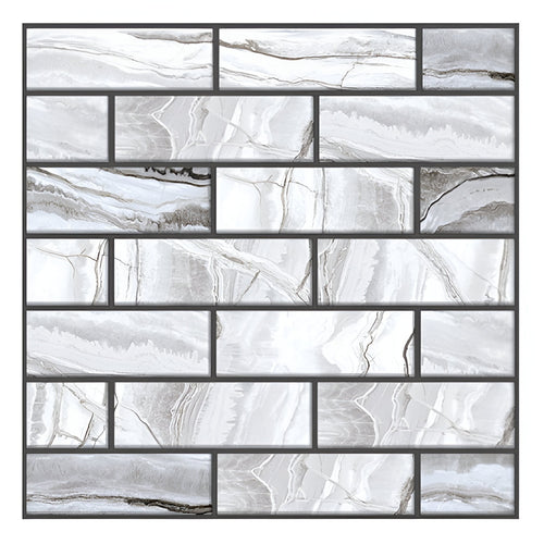 10 x Placi Tapet Autocolant 3D cu Imitatie de Marmura Dreptunghiulara, pentru Perete Bucatarie Sufragerie, Usor de Curatat, Rezistent la Apa, Autoadeziv, 30x30 cm, Gri-0