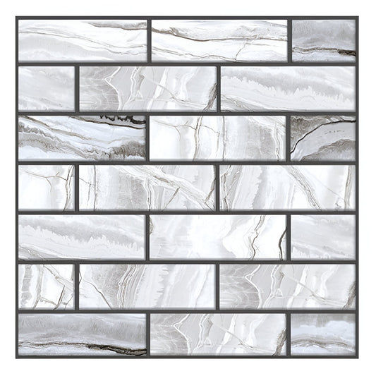10 x Placi Tapet Autocolant 3D cu Imitatie de Marmura Dreptunghiulara, pentru Perete Bucatarie Sufragerie, Usor de Curatat, Rezistent la Apa, Autoadeziv, 30x30 cm, Gri-0