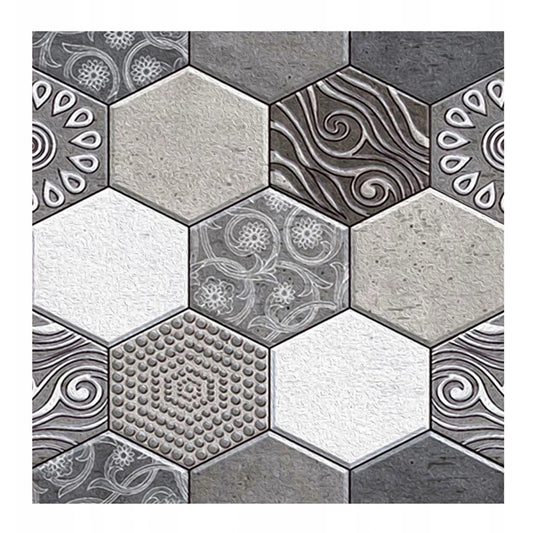 10 x Placi Tapet Autocolant 3D cu Imitatie de Marmura Hexagonala, pentru Perete Bucatarie Sufragerie, Usor de Curatat, Rezistent la Apa, Autoadeziv, 30x30 cm, Gri-0