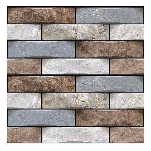 10 x Placi Tapet Autocolant 3D cu Imitatie de Marmura, pentru Perete Bucatarie Sufragerie, Usor de Curatat, Rezistent la Apa, Autoadeziv, 30x30 cm, Gri Maro Bej-0